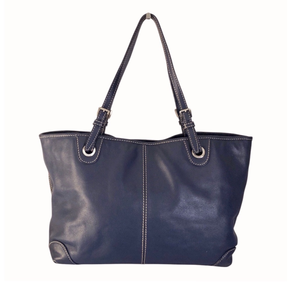 Michael Kors Jet Set navy blue leather tote